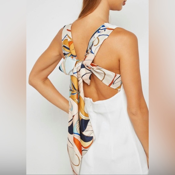 Mango Dresses & Skirts - White Mango mini dress with colorful tie back